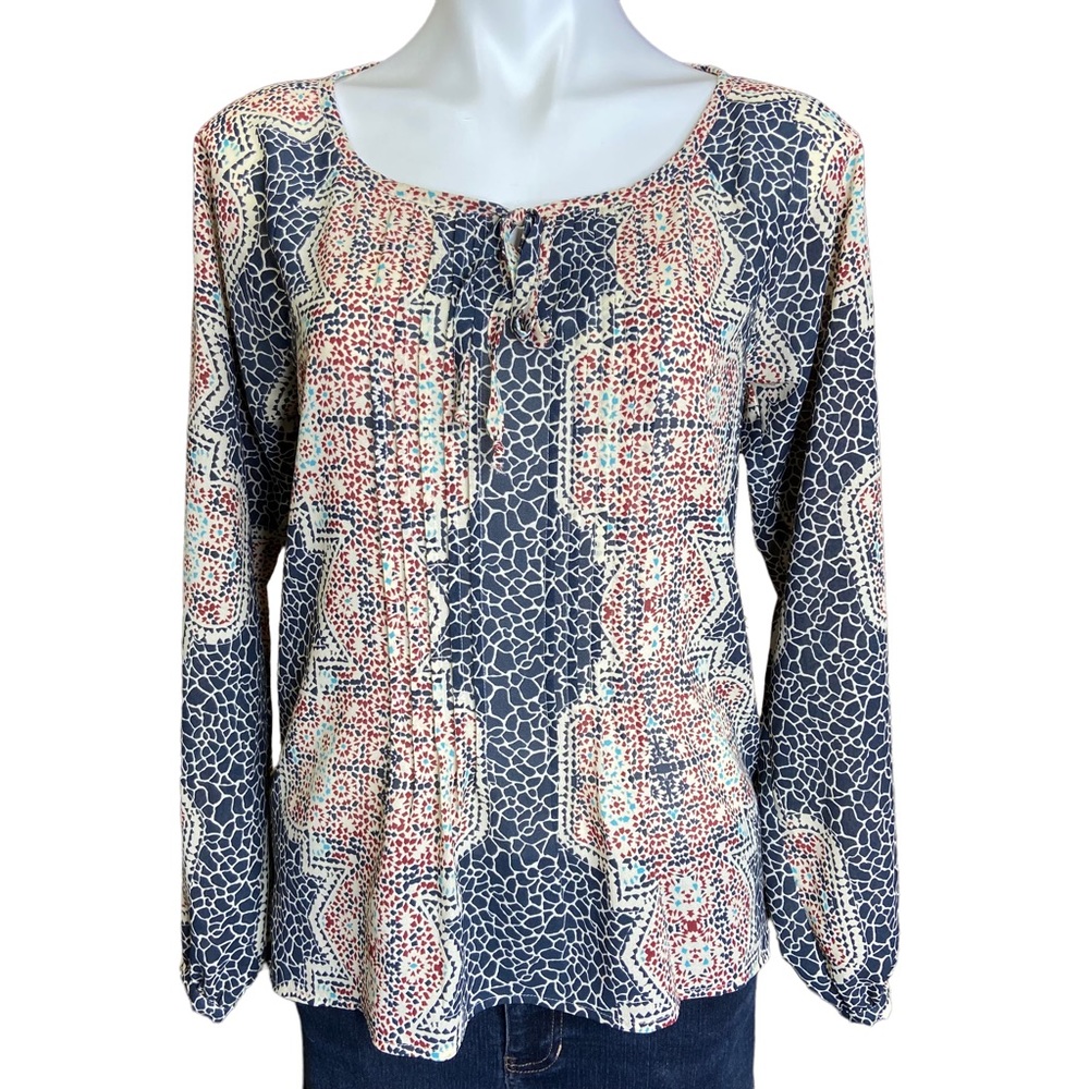 SANCTUARY Long Sleeve Toe Front Mosaic Pattern Top Size Small